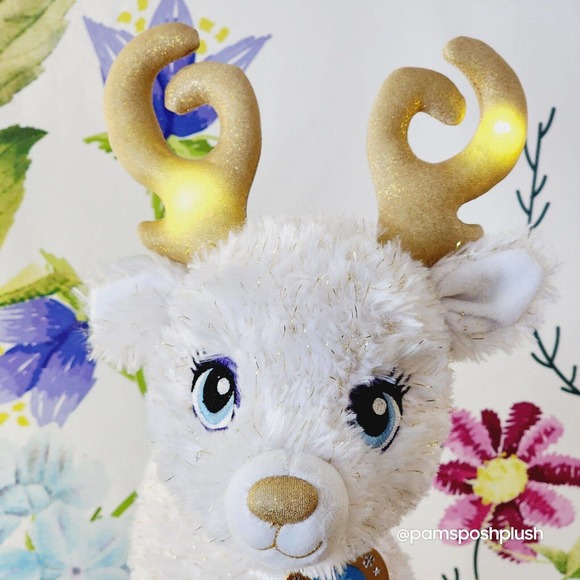 Build A Bear Gold Glisten Reindeer Merry Mission Light Up Antlers Collar 2016 - Picture 2 of 15